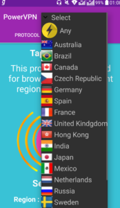 الدول التي يدعمها تطبيق Power VPN Free VPN